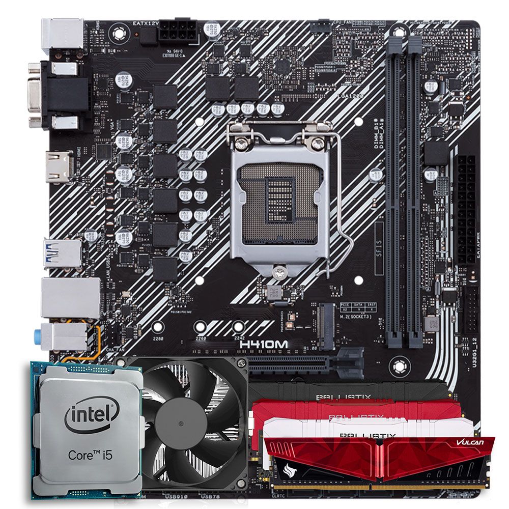 Pichau Kit Upgrade, Intel i5-10400F, H410M, 8GB DDR4, Cooler