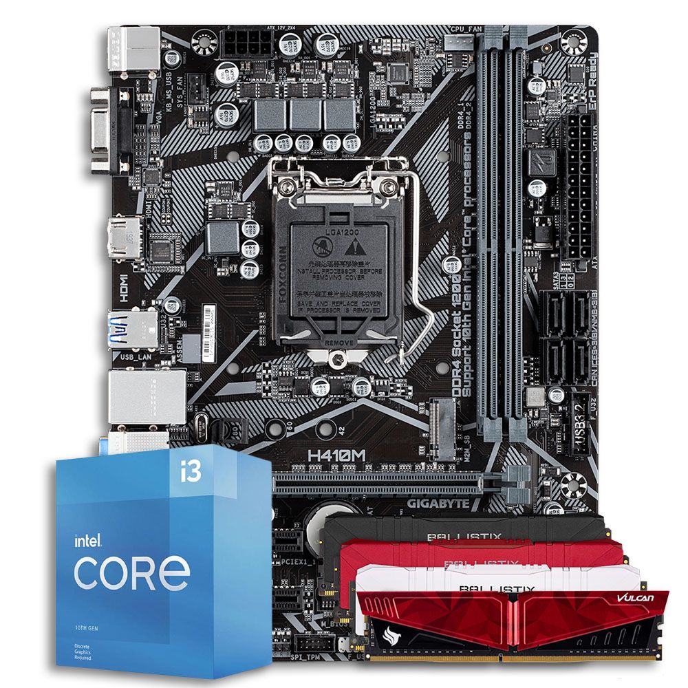 Kit Upgrade Intel Core i3 10105F Placa Mãe H410M DDR4