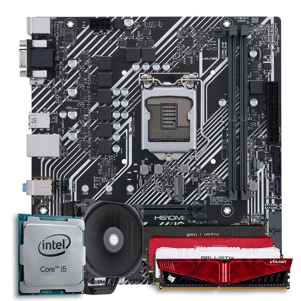 Pichau Kit Upgrade, Intel i5-11400F, H510M DDR4, 8GB DDR4, Cooler KZ2