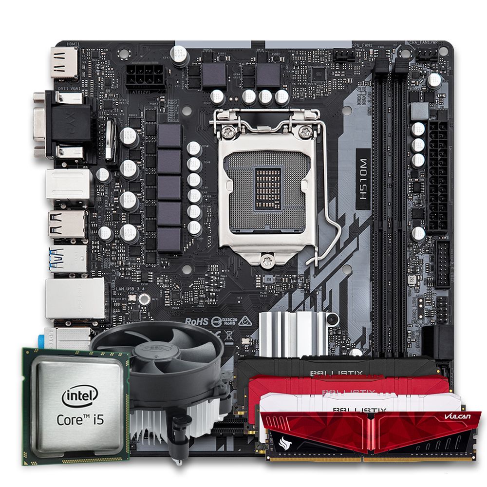 Pichau Kit Upgrade, Intel i5-10400F, H510M DDR4, 8GB DDR4