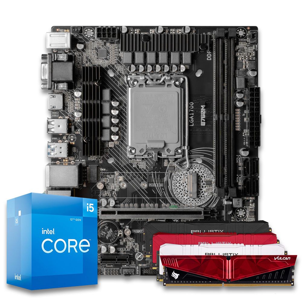 Pichau Kit upgrade, Intel i5-12400F, B760M DDR4, 8GB