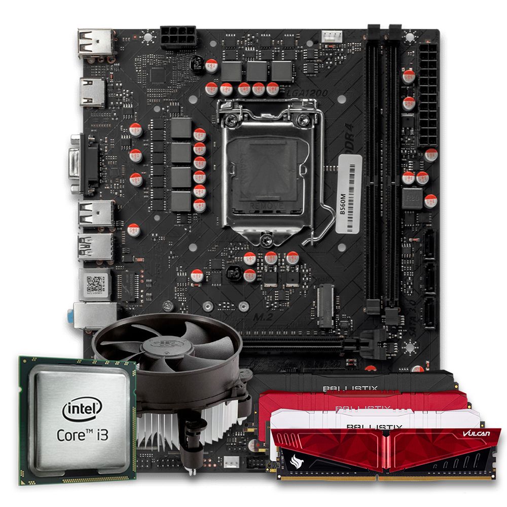 Pichau Kit Upgrade, Intel i3-10100F, B560M DDR4, 8GB DDR4