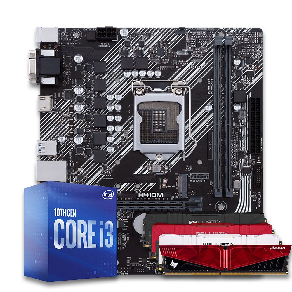 Pichau Kit Upgrade, Intel i3-10100, H410M DDR4, 8GB DDR4