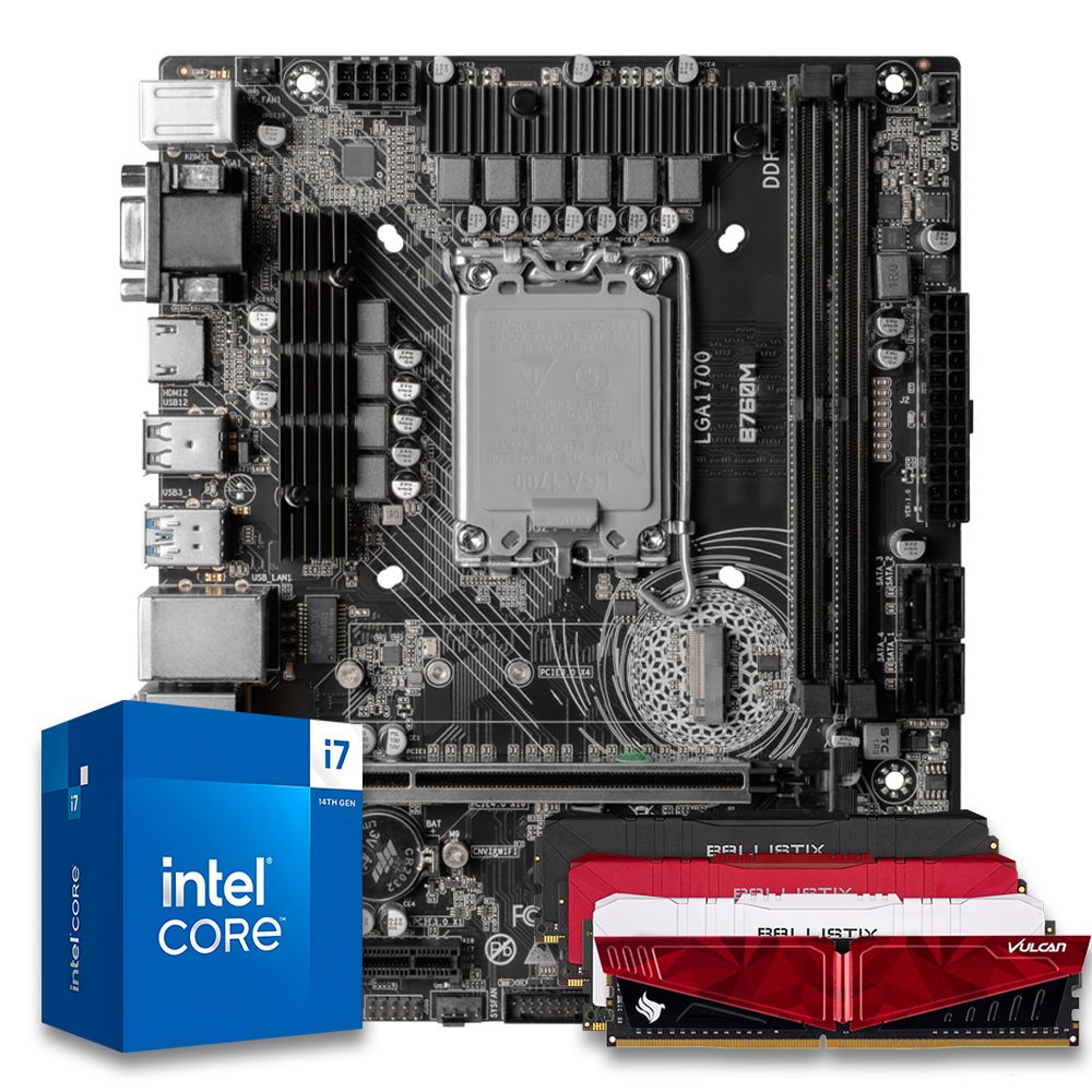 Pichau Kit upgrade, Intel i5-14600KF, B760M DDR4, 16GB
