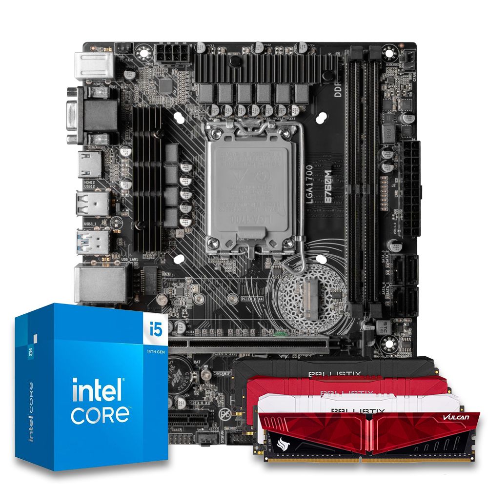 Pichau Kit upgrade, Intel i5-14400F, B760M DDR4, 8GB DDR4