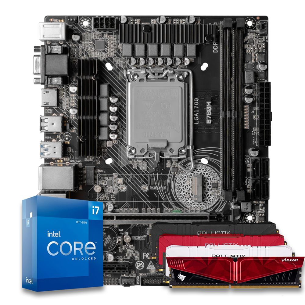 Pichau Kit upgrade, Intel i7-12700K, B760M DDR4, 16GB