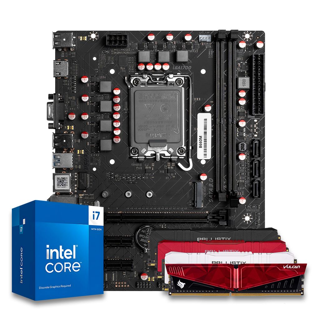 Pichau Kit Upgrade, Intel i7-14700F, B660M DDR4, 8GB DDR4