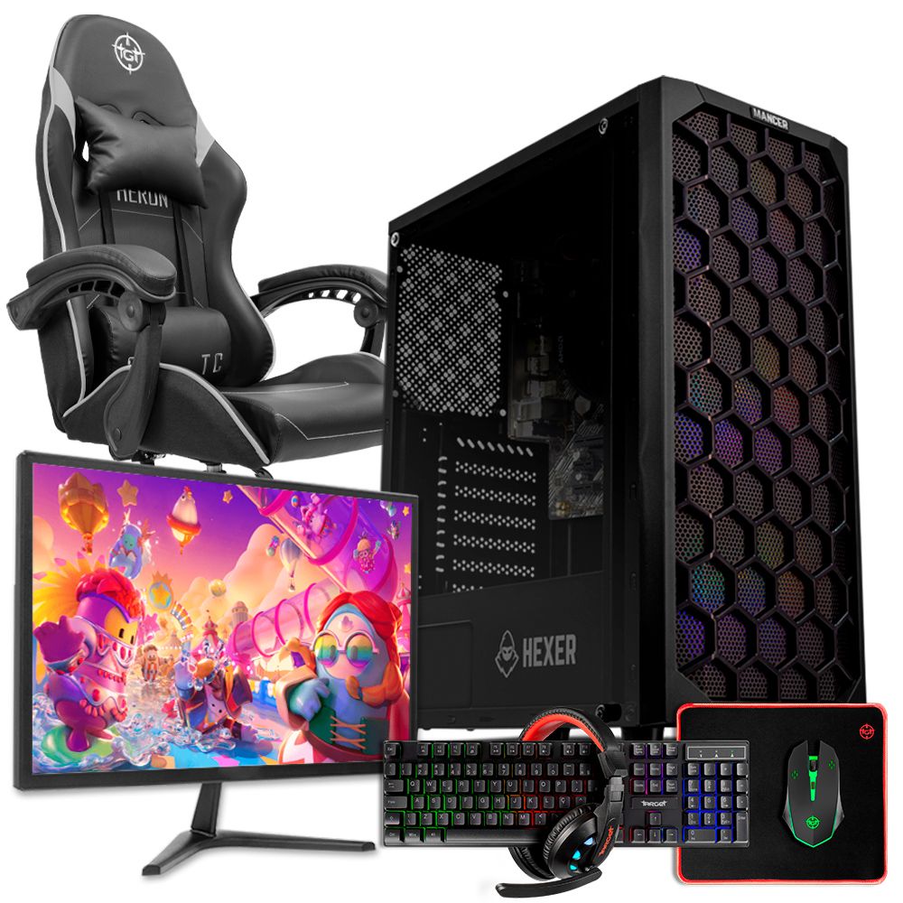PC Gamer Mancer Quimera, AMD Ryzen 3200G, 16GB DDR4, SSD 240GB + Cadeira Gamer + Monitor + Kit Periféricos