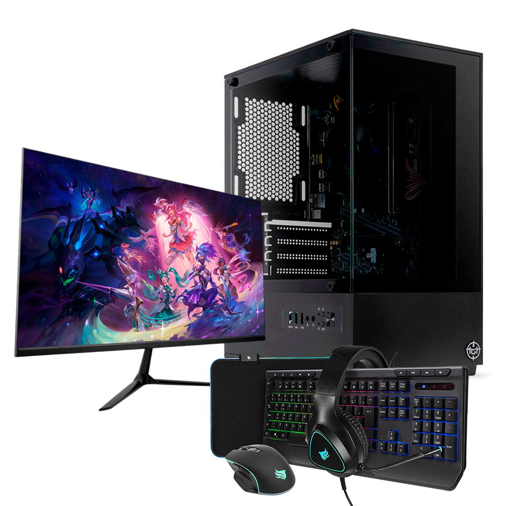 PC Completo Pichau Dionísio II, Intel i3-8100T, UHD Intel 630, 16GB DDR4, SSD 480GB + Monitor + Kit Periféricos