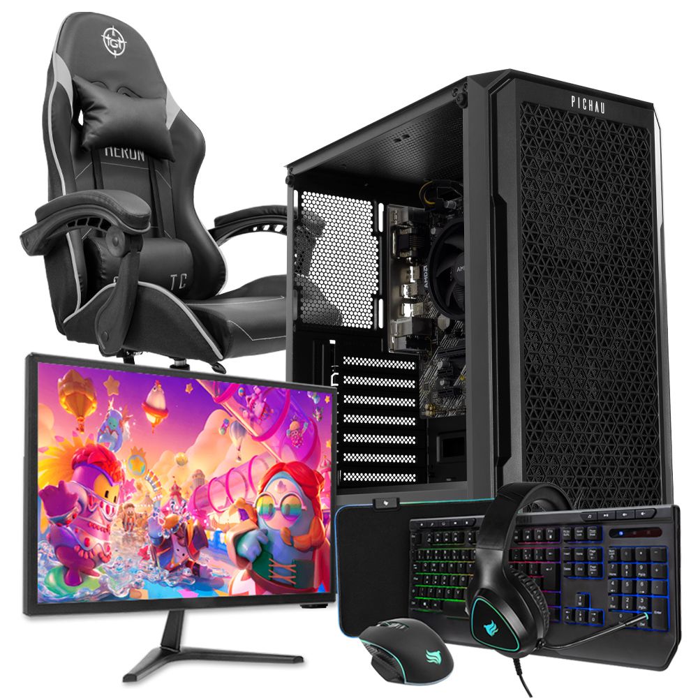 PC Gamer Completo Mancer Kvasir III, AMD Ryzen 7 5700G, 16GB DDR4, SSD M.2 480GB + Cadeira Gamer + Monitor + Kit Periféricos 