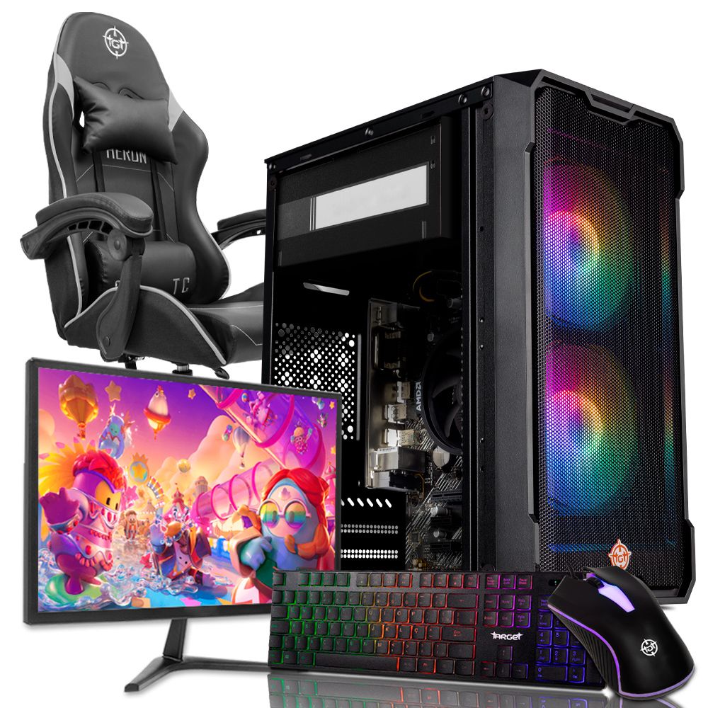 Computador Completo Pichau Draconis III, AMD Ryzen 5 4600G, 8GB DDR4, SSD 240GB + Cadeira Gamer + Monitor + Kit Periféricos 