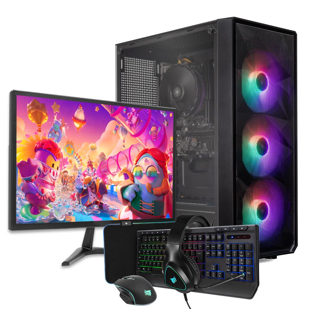 PC Gamer Completo Mancer Kvasir III, AMD Ryzen 7 5700G, 16GB DDR4, SSD M.2 480GB + Monitor + Kit Periféricos 