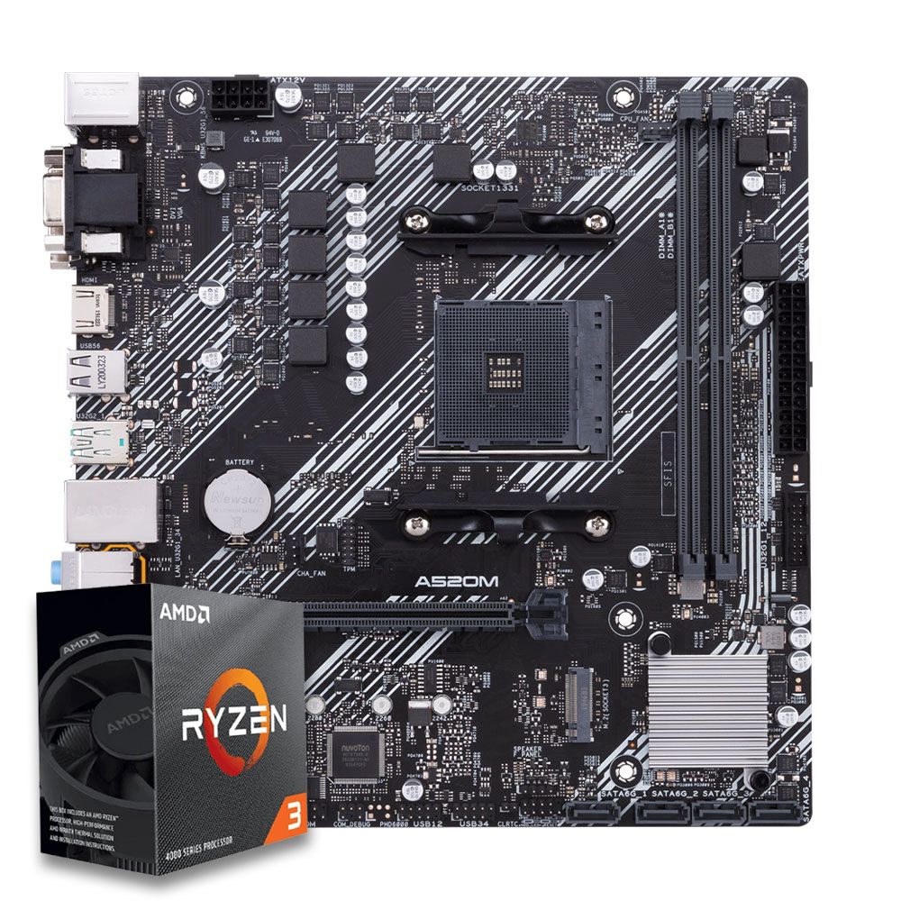 Pichau Kit upgrade, AMD Ryzen 3 4100, A520M DDR4