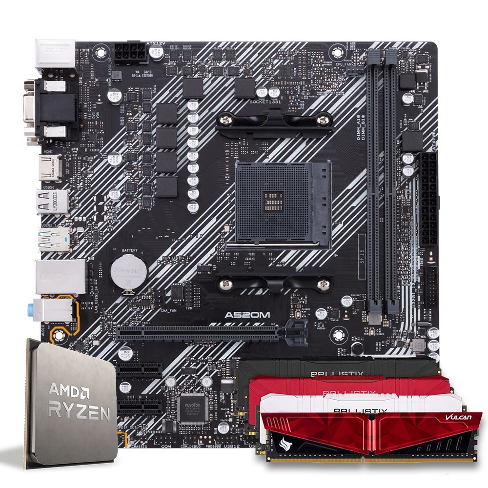 Pichau Kit upgrade, AMD Ryzen 5 5600, A520M DDR4, 8GB DDR4 