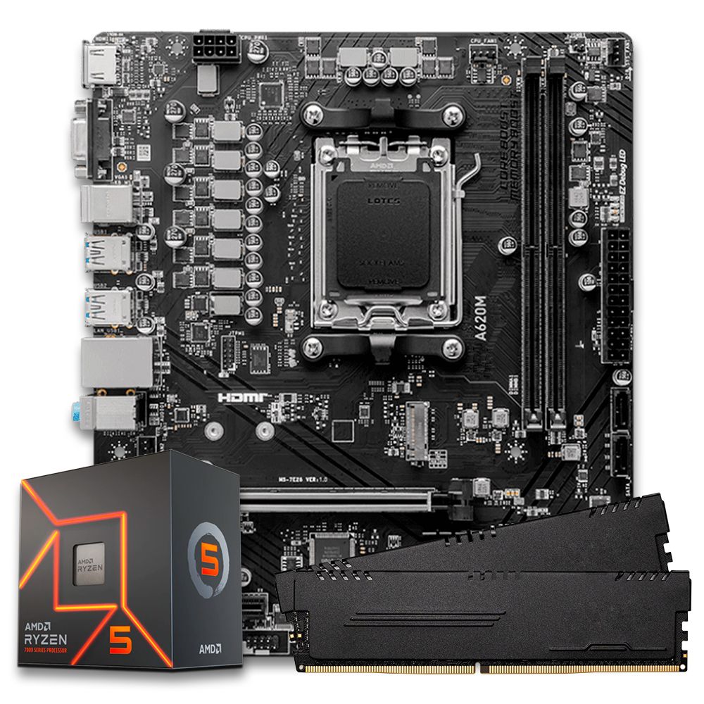 Pichau Kit upgrade, AMD Ryzen 5 7600X, A620M DDR5, 16GB DDR5 | Pichau