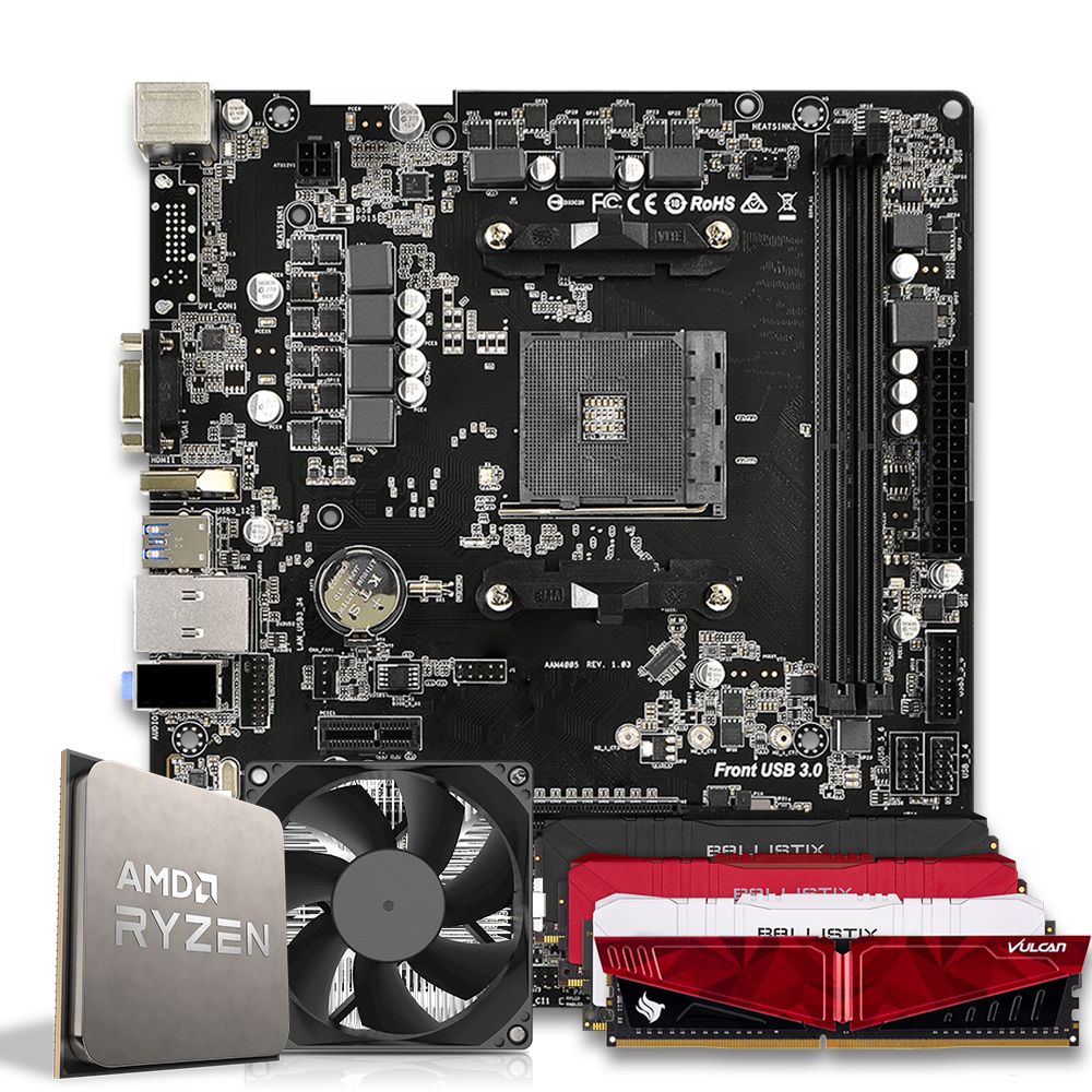 Pichau Kit upgrade, AMD Ryzen 5 4600G, A320M DDR4, 16GB DDR4, Cooler
