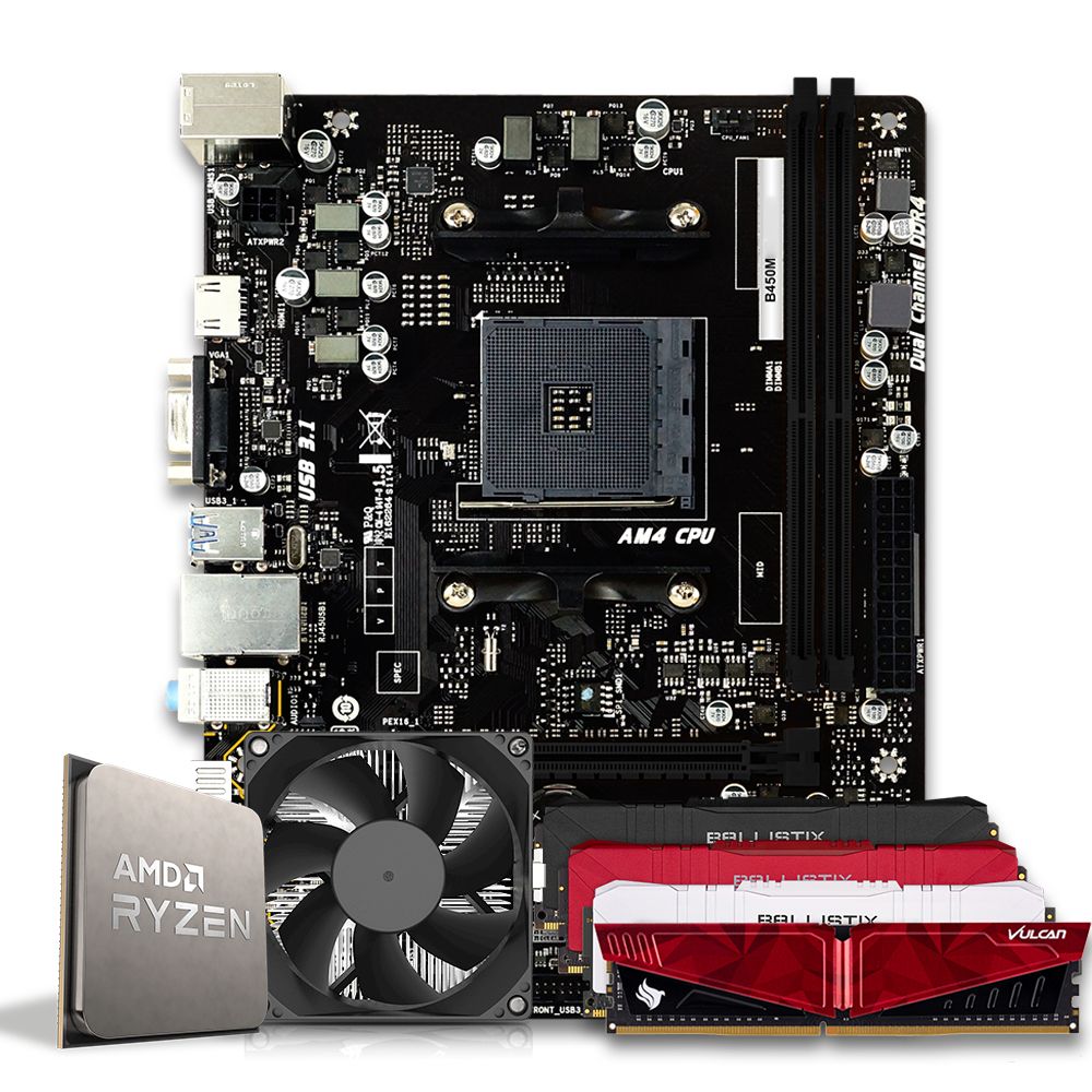 Pichau Kit upgrade, AMD Ryzen 5 4600G, B450M DDR4, 8GB DDR4, Cooler