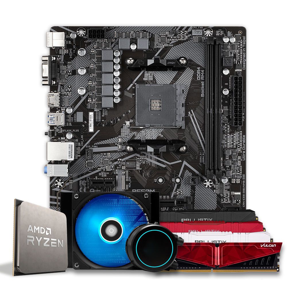 Pichau Kit Upgrade, AMD Ryzen 7 5700X, B550, 16GB DDR4, Water Cooler 120mm