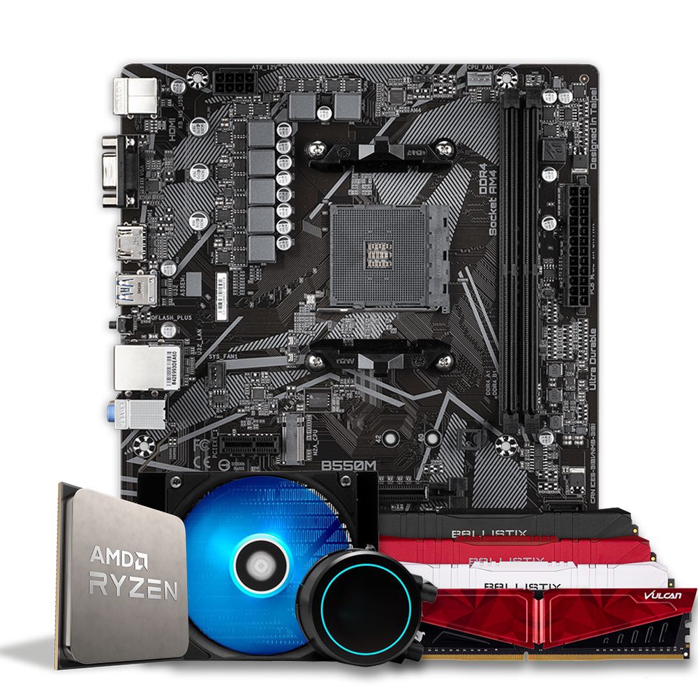 Pichau Kit upgrade, AMD Ryzen 5 4600G, B550M, 8GB DDR4, Water Cooler 120mm