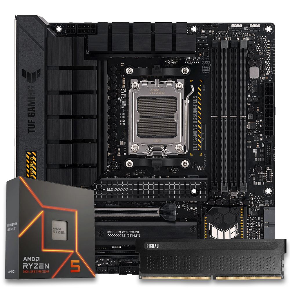 Pichau Kit upgrade, AMD Ryzen 5 7600X, B650M TUF DDR5, 16GB