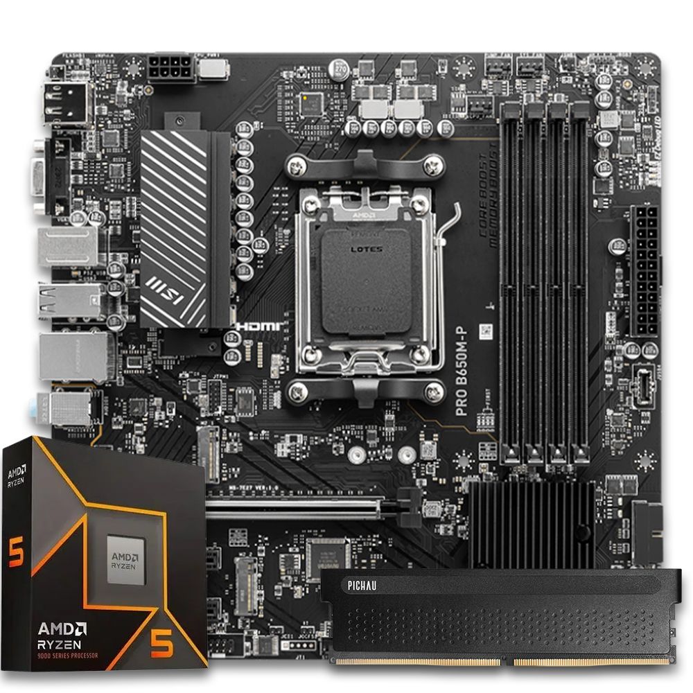 Pichau Kit upgrade, AMD Ryzen 5 9600X, B650M DDR5, 16GB