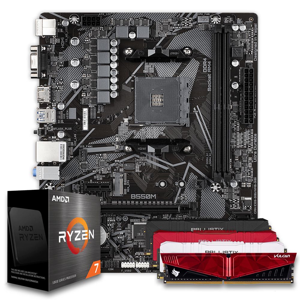 Pichau Kit upgrade, AMD Ryzen 7 5700X, B550M DDR4, 16GB