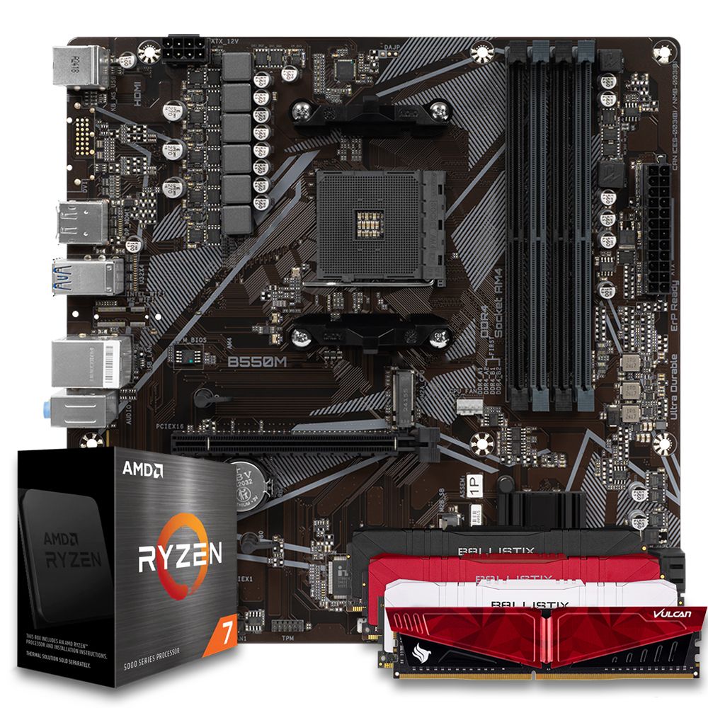 Pichau Kit upgrade, AMD Ryzen 7 5700X, B550M DDR4, 16GB