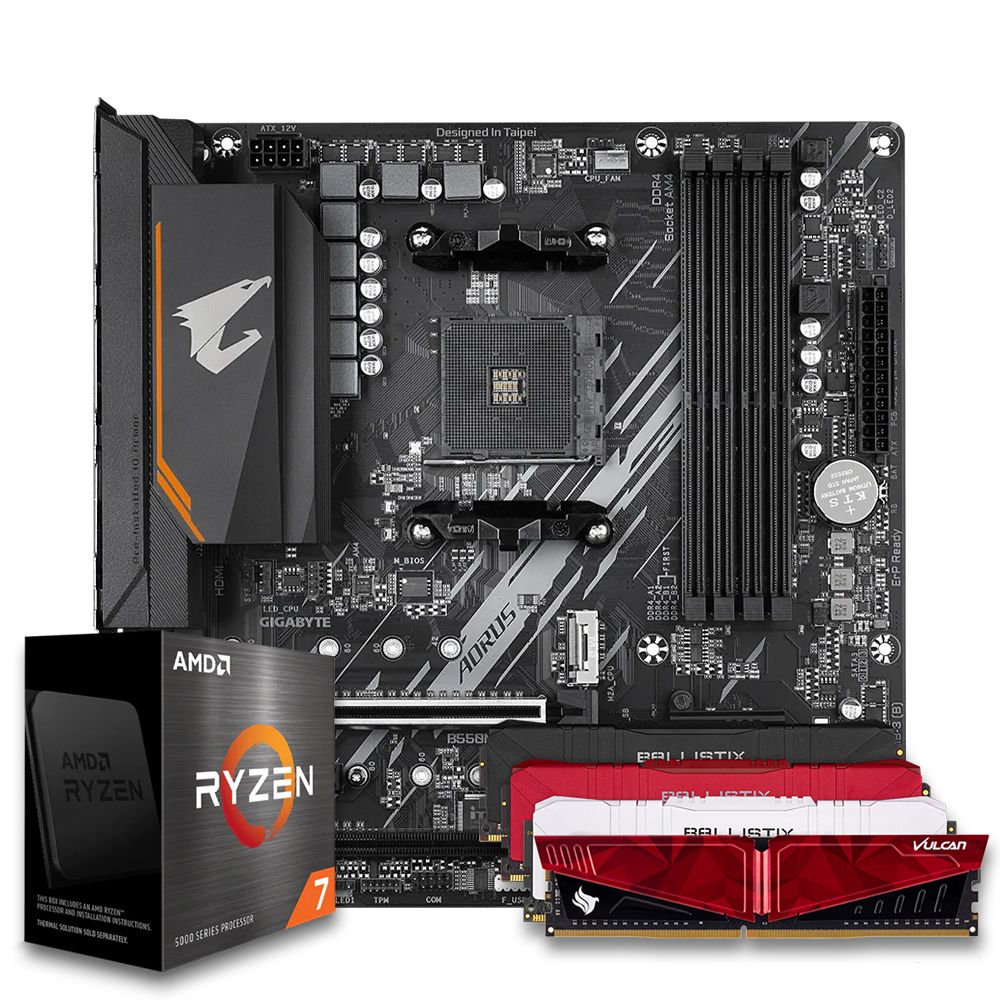 Pichau Kit upgrade, AMD Ryzen 7 5700X, B550 Aorus Elite DDR4, 16GB