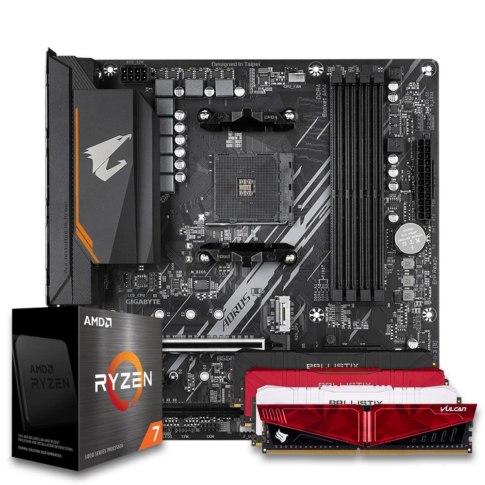 Pichau Kit upgrade, AMD Ryzen 7 5700X3D, B550M Aorus Elite DDR4, 8GB DDR4