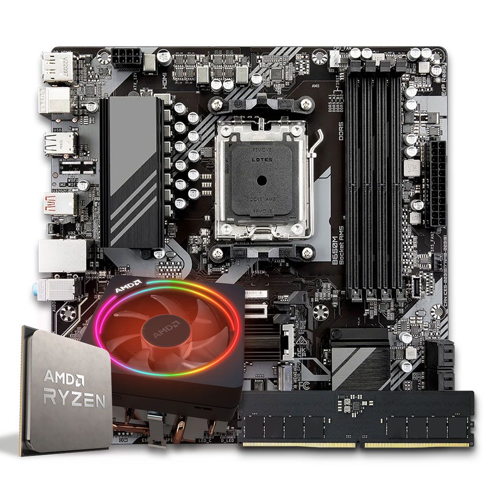 Pichau Kit upgrade, AMD Ryzen 7 7700, B650M, 16GB DDR5, Cooler