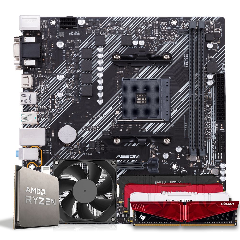 Pichau Kit upgrade, AMD Ryzen 5 4600G, A520M DDR4, 8GB DDR4 , Cooler
