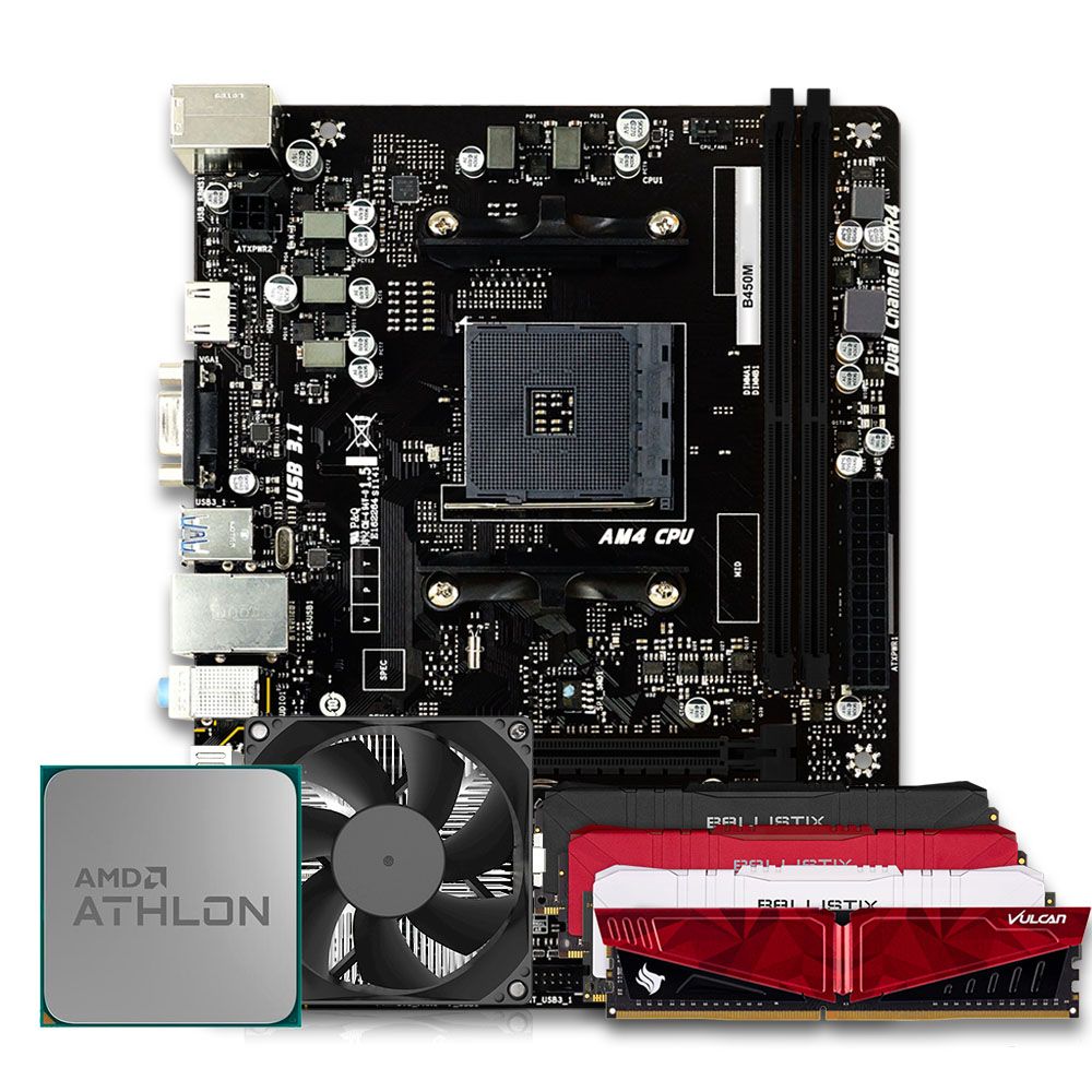 Pichau Kit Upgrade, AMD Athlon 3000G, B450M DDR4, 8GB DDR4