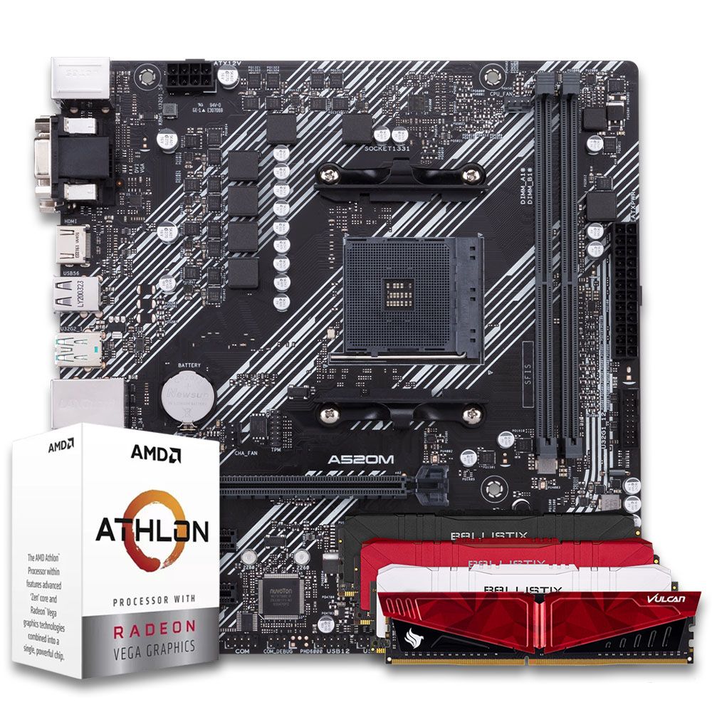 Pichau Kit Upgrade AMD Athlon 3000G A520M 8GB DDR4