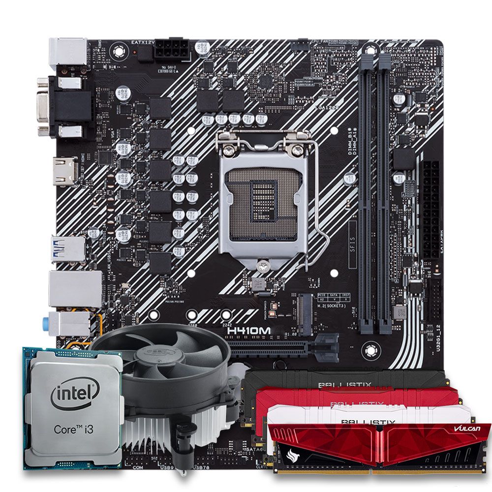 Kit Upgrade Intel Core i3 10105F Placa Mãe H410M DDR4