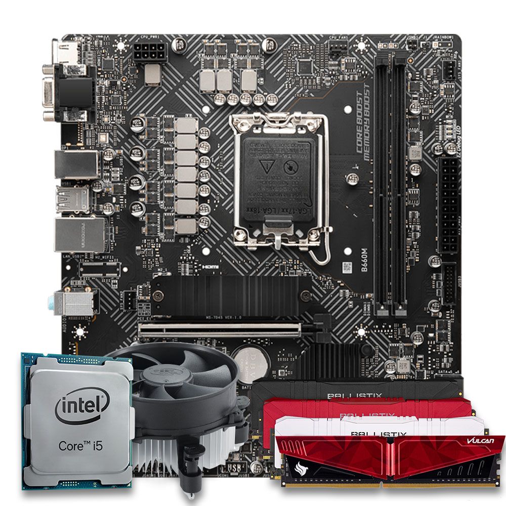 Pichau Kit upgrade, Intel i5-12400F, B660M DDR4, 8GB DDR4 Cooler