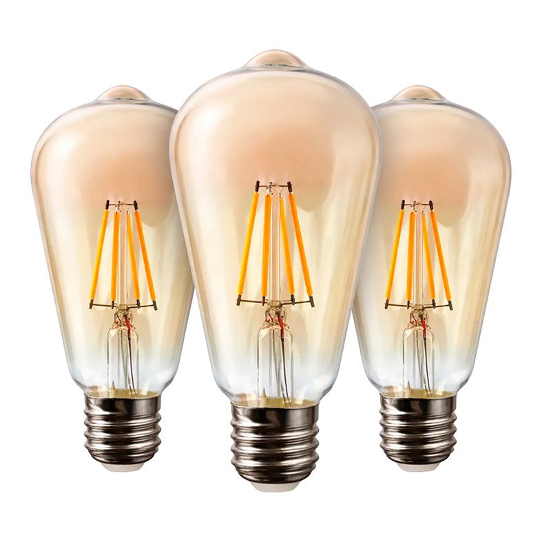Kit 3 Lâmpadas de Filamento LED Flite ST64 Vintage 4W E27 2200K