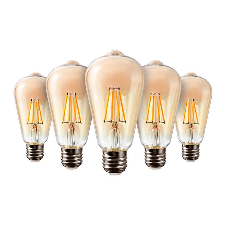 Kit 5 Lâmpadas de Filamento LED Flite ST64 Vintage 4W E27 2200K