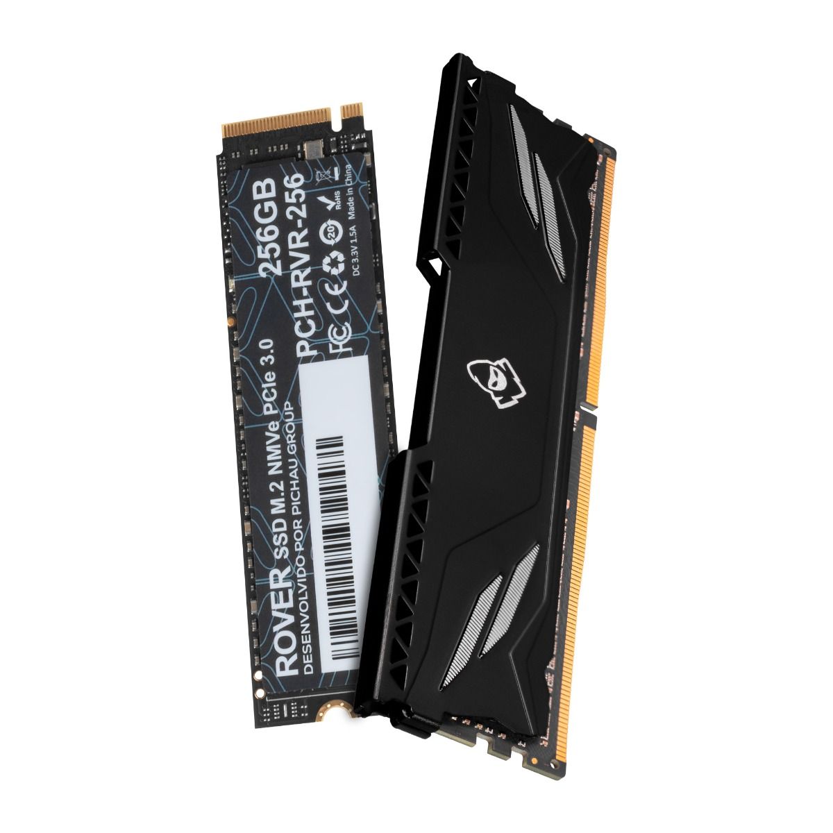 Kit SSD Pichau Rover, 256GB, M.2 2280, PCIe NVMe, Leitura 1900 MB/s, Gravacao 1000 MB/s, Memoria Mancer Dantalion Z, 8GB (1x8GB), DDR4, 3200MHz, C16
