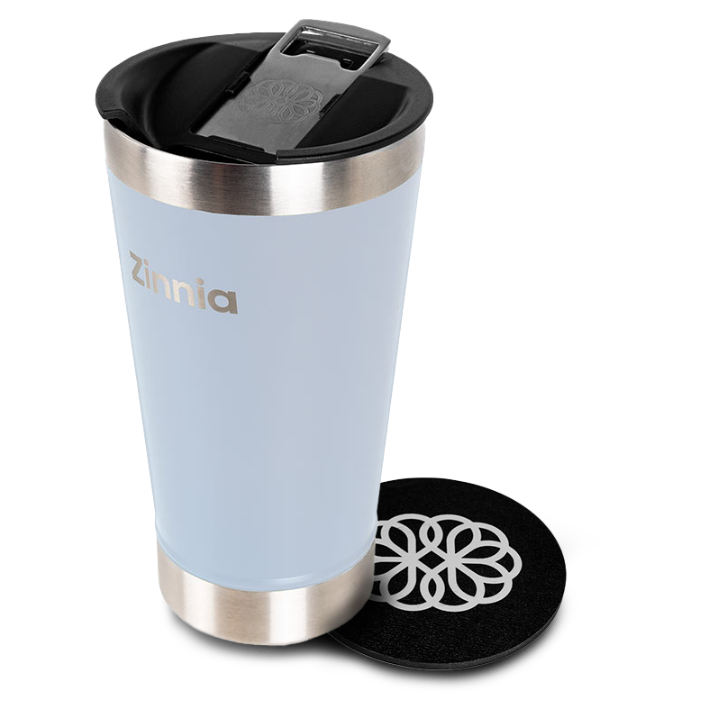 Kit Copo Branco Zinnia e Porta Copo Zinnia 