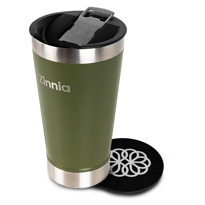 Kit Copo Verde Zinnia e Porta Copo Zinnia 