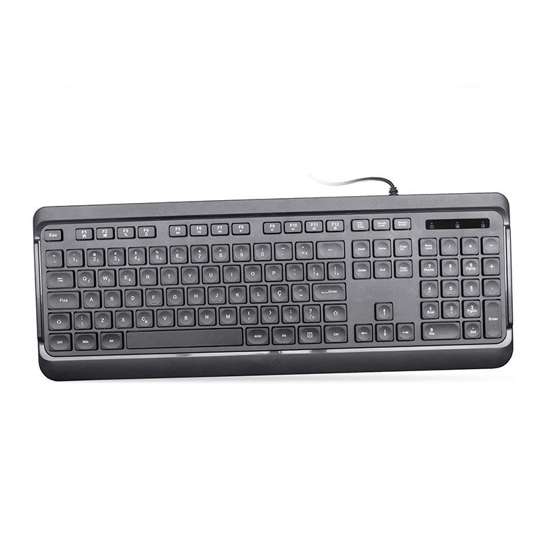 Teclado Membrana K-MEX KM-E728, ABNT2, USB, Preto, KME728U0001CB0X