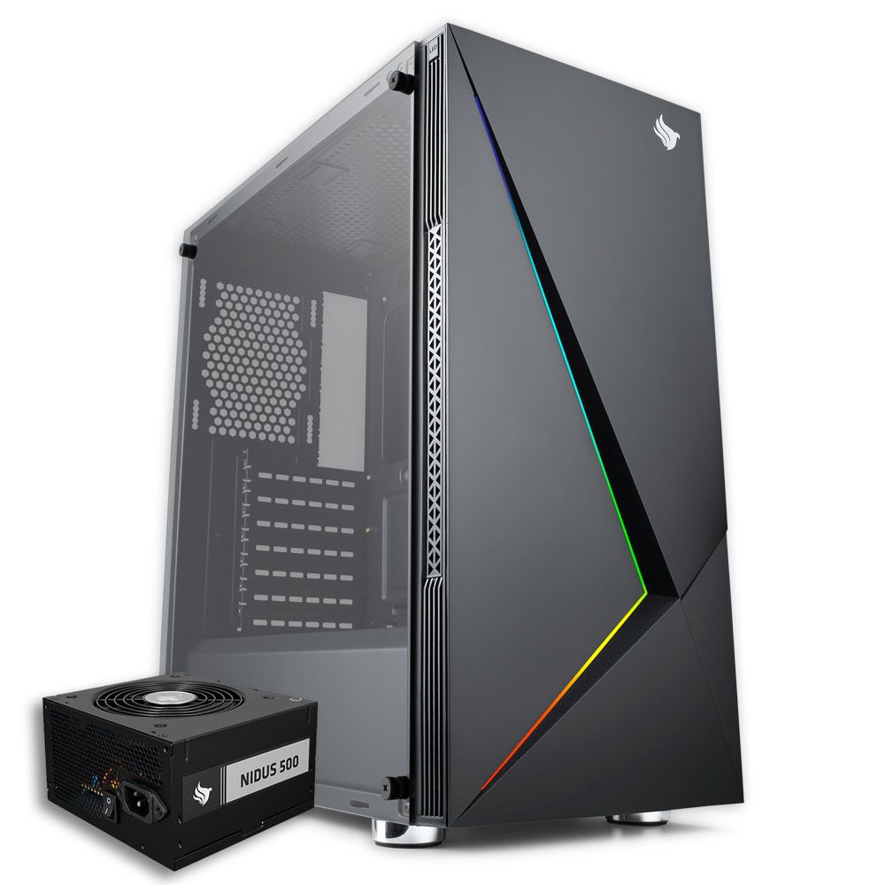 Pichau Kit Upgrade, Gabinete Gamer Pichau Komor LED RGB + Fonte Pichau Nidus 500W PG-5001-BR-OEM