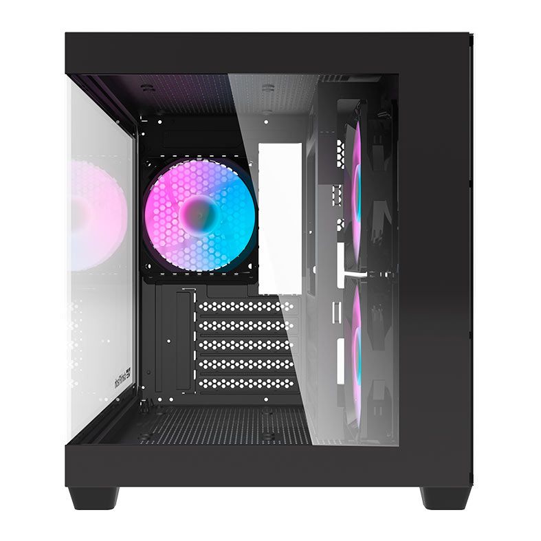Gabinete Gamer Aigo Darkflash Korgan K275M, Rainbow, Mid-Tower, Lateral de Vidro, Com 3 Fans, Preto, KORGAN-K275M-BK