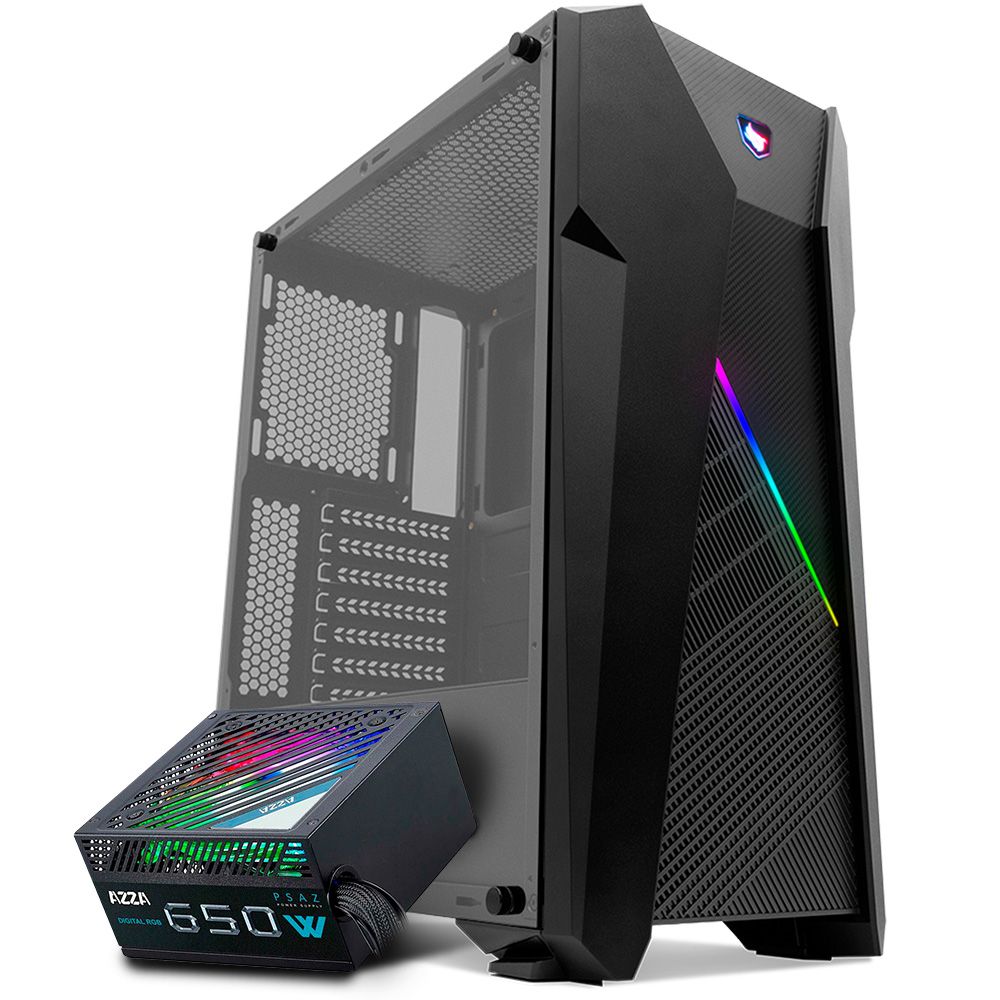 Pichau Kit Upgrade, Gabinete Gamer Pichau Kronen RGB + Fonte Azza 650W RGB