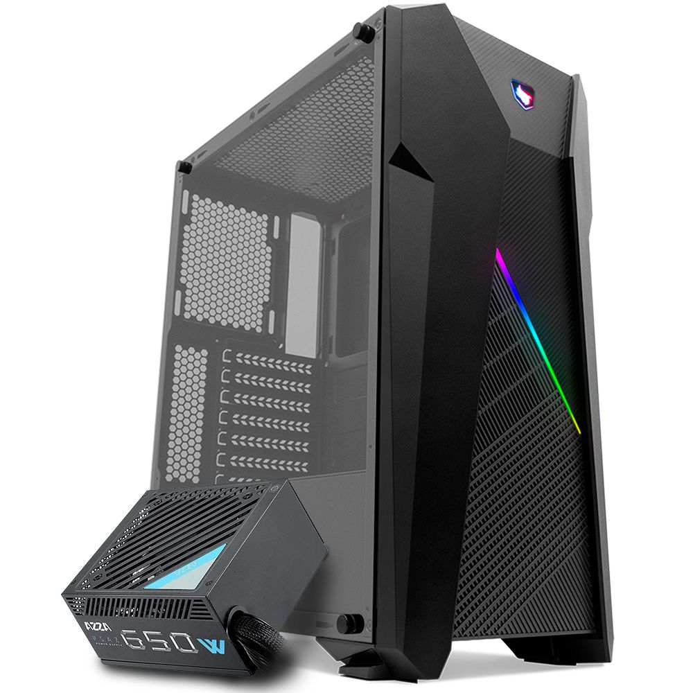 Pichau Kit Upgrade, Gabinete Gamer Pichau Kronen RGB + Fonte Azza 650W