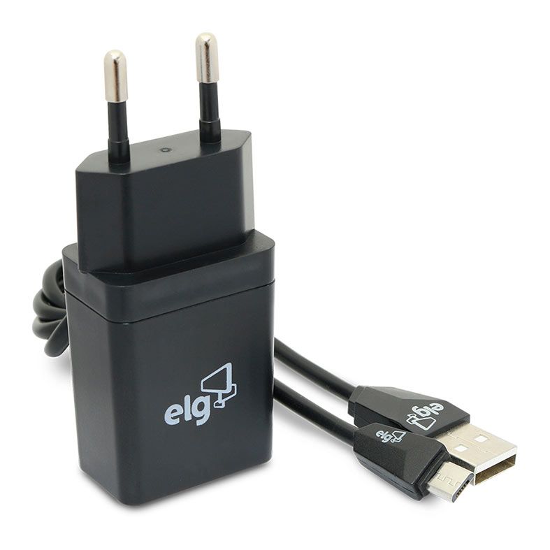 Kit Carregador Micro USB ELG, 1m, Preto, KT510WC