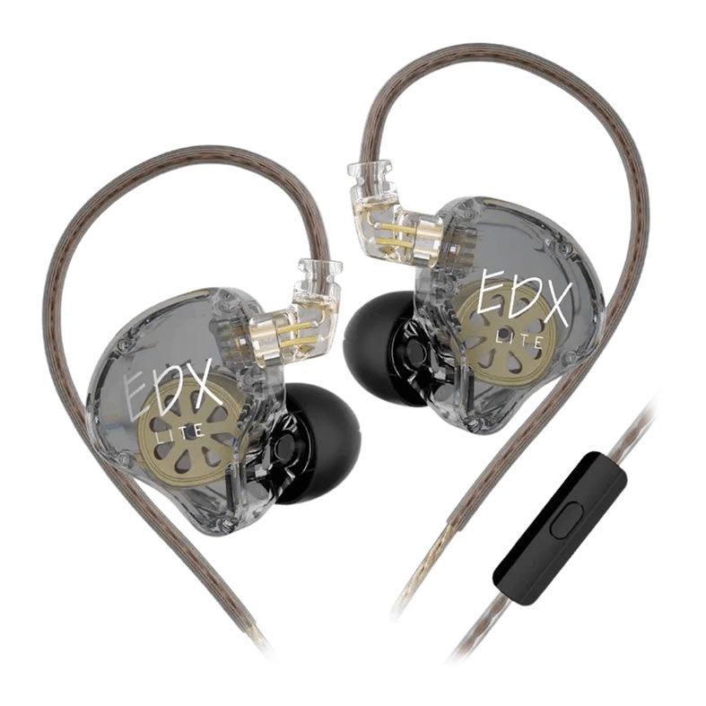 PRE VENDA - Fone de Ouvido KZ EDX Lite, Com Microfone, Cinza, KZ-EDXLTM-GY