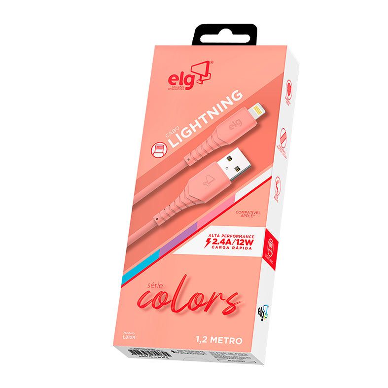 Cabo Lightning ELG Serie Colors, 1.2m, Salmao, L812R