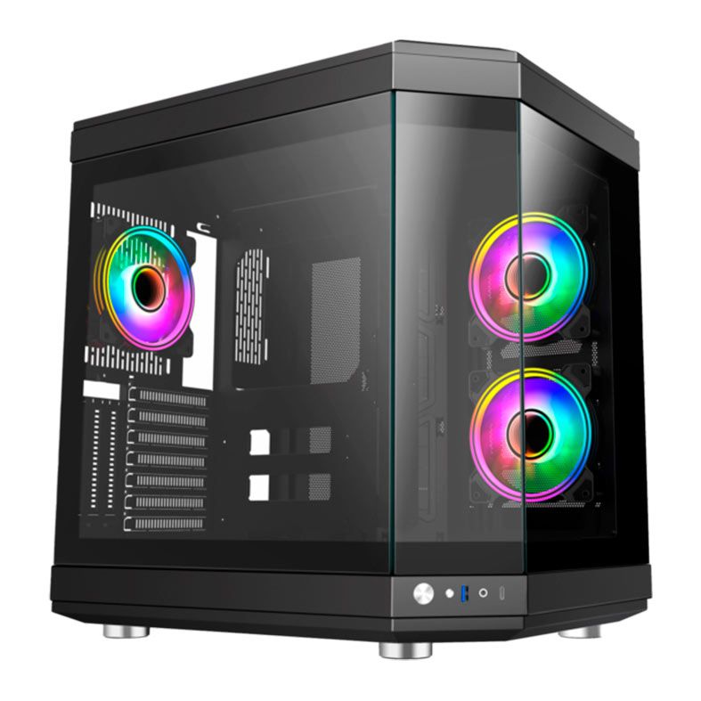 Gabinete Gamer Liketec Unreal Dark, Mid-Tower, Lateral De Vidro, Preto,  LC-CB3X2-UNREAL-2053