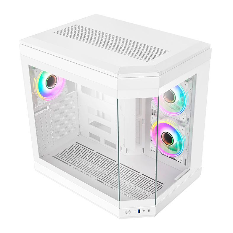 Gabinete Gamer Liketec Unreal Snow, Mid-Tower, Lateral De Vidro, Branco,  LC-CB3X2-UNREAL-2054